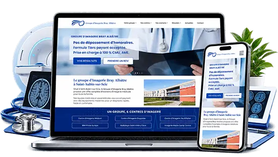 Site web du Groupe d’Imagerie Bray Albâtre sur ordinateur et mobile